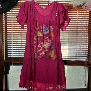 Umgee Pink Ruffled Tiered mini Sundress